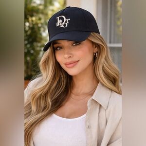 Christian Dior NWT Black Canvas 
Baseball Cap Iconic white Logo 
Adjustable
